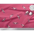 thumbnail image 1 of Soimoi Pink Poly Georgette Fabric Flying Stork Bird Print Sewing Fabric Yard 52 Inch Wide, 1 of 5