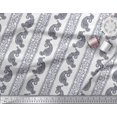 thumbnail image 2 of Soimoi Gray Rayon Crepe Fabric Stripe & Paisley Block Printed Fabric 1 Yard 46 Inch Wide, 2 of 3