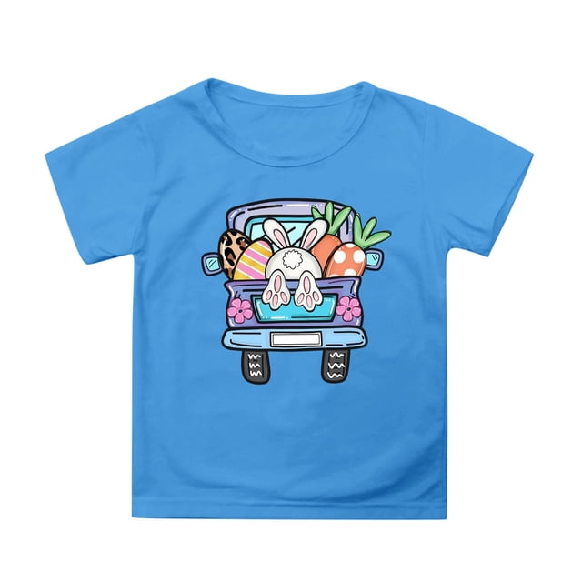 TZEWGL Tees For Child Cartoon Printed Round Neck Short Petal Sleeved Clothing For Infnants size 3-4T