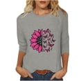 thumbnail image 1 of KIHOUT Nouveautés Tuniques pour Femmes à Manches 3/4, Hauts Décontractés Coupe Ample, T-Shirt à Col Rond Imprimé Graphique pour la Journée du Cancer du Sein, 1 of 3
