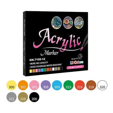 Aodebiao Dual Tip Acrylic Paint Markers - Fine & Broad Water-Based Pens for Art on Ceramic Wood Canvas Metal Glass, Quick-Dry Odorless Permanent Craft Markers with Consistent Ink Flow