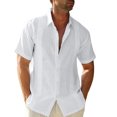 thumbnail image 1 of Traveling Casual Style Men's Button Down Holiday Festival Birthday Gift Shirt Summer Pool Party Solid Color Simple Design Slim Fit Tops Daily Clothes White XXXL, 1 of 5
