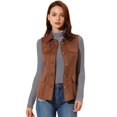thumbnail image 1 of INSPIRE CHIC Veste Cargo Utilitaire pour Femme Sans Manches à Boutons devant en Faux Suède avec Poches TG Brun, 1 of 6