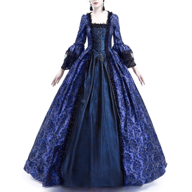 Robe Renaissance Femme Rétro Fête Princesse Cosplay Dentelle Longueur au Sol Robe