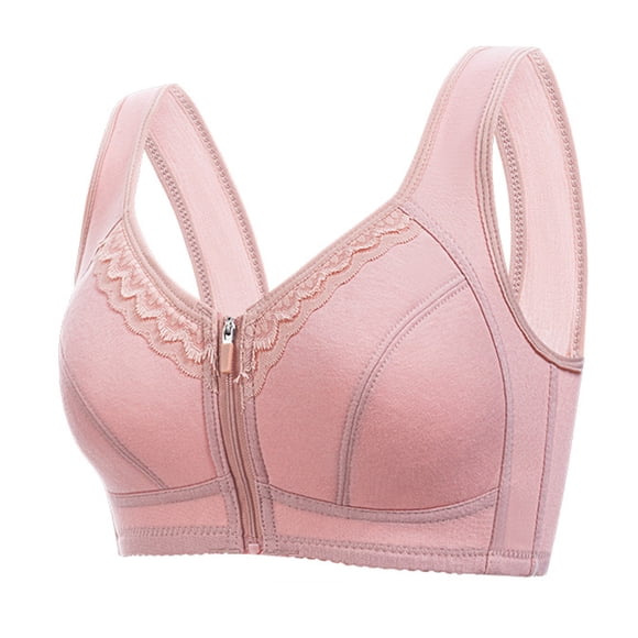 Soki Front Closure Bras for Women, Comfortable Bra Plus Size No Underwire Zipper Closing Bra