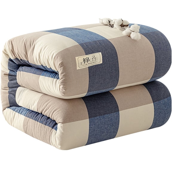 Cotton Quilt, Thick Warm Winter Comforter for Spring and Fall, Washable All Season Bedding Blanket for Student Dormitory and Home Use, Soft Cozy Duvet Insert