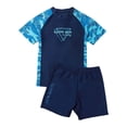 thumbnail image 3 of Baby Swimsuit Boy Plus Size Pool Hot Spring Short Sleeve Printed Tops Swim Trunks Split Swimwear Set Boys Bathing Suit Green 170, 3 of 7