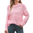 thumbnail image 1 of Besolor Chandails pour Femmes Col Ras du Cou Manches Longues Hauts en Tricot Ajourés Décontractés Amples Chandails à Enfiler Tenues d'Automne, 1 of 2