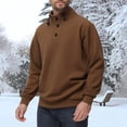 thumbnail image 1 of Timegard Mens Sweatshirts Fuzzy Fall Winter Stand Collar Pullover Button Long Sleeve Casual Comfy Tops, 1 of 8