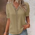 thumbnail image 2 of B91xZ Womens Short Sleeve Tops Round Neck Short Sleeve Tops Pullover,Gold S, 2 of 5