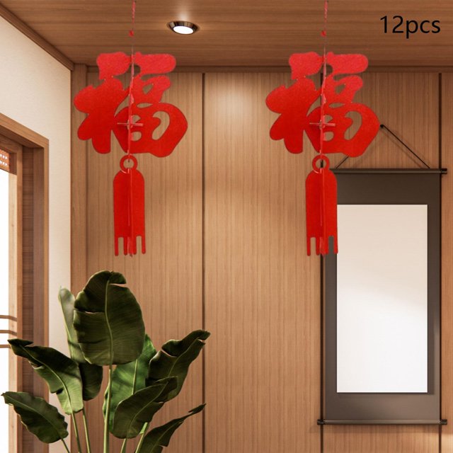 12 Pcs Décorations Suspendues Chinese Nouvel An 2024 Panneau de Porte pour Année Lunaire