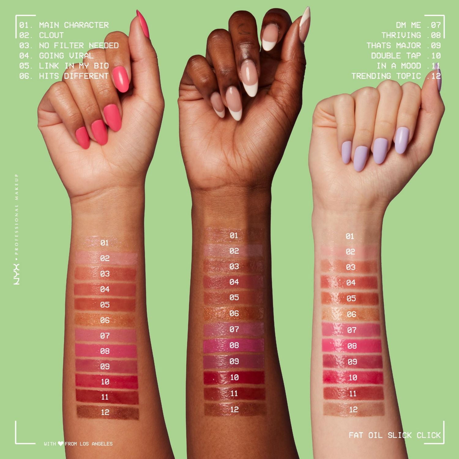 NYX PROFESSIONAL MAKEUP, Baume brillance Fat Oil Slick Click, Baume format bâton, Infusé d'huiles nourissantes, Fini haute brillance - Double Tap (Raspberry Pink)