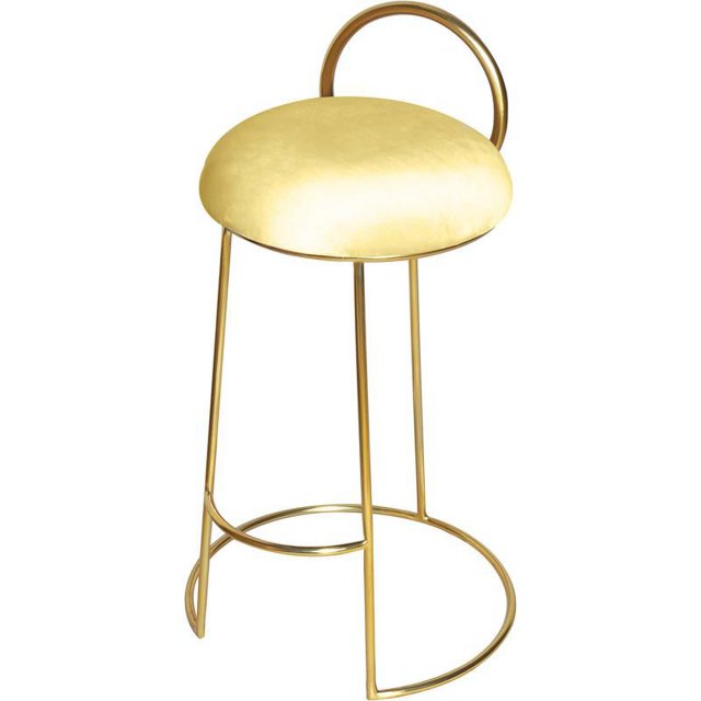 Meridian Furniture Ring Soft Yellow Velvet Counter Stool in Brushed Gold Finish