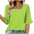 thumbnail image 2 of Wensltd Blouses d'Été Amples pour Femmes Manches à Volants Imprimées Col Carré, 2 of 6