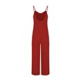 thumbnail image 3 of RKSTN Jumpsuits for Women 2024 V Neck Sleeveless Jumpsuits Spaghetti Straps Solid Color Loose Plus Size Long Pants Rompers with Pockets, 3 of 4