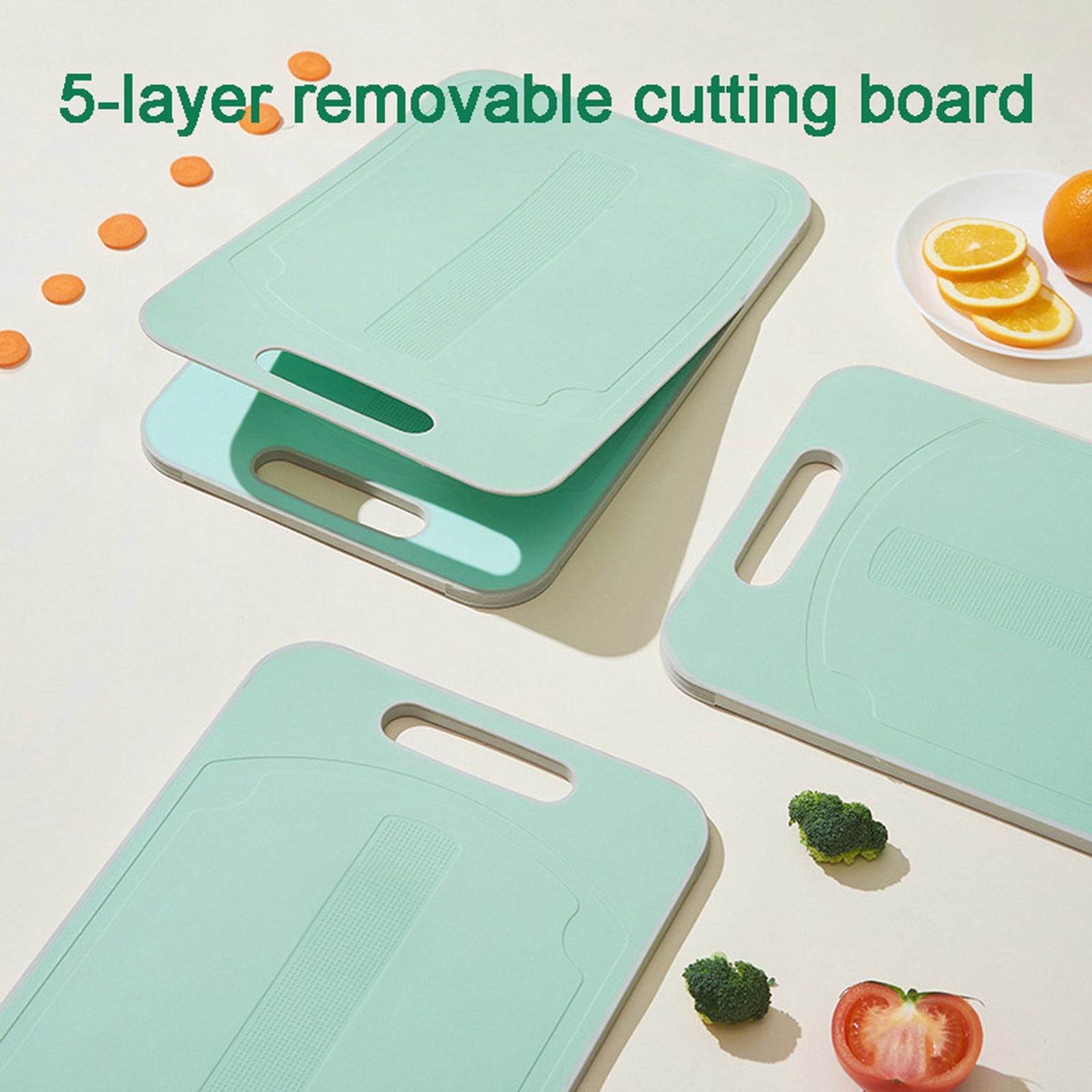 TIMIFIS Vegetable Board Green Grass 5-Layer Tearable Double Sided Vegetable Board Kitchen Gadgets
