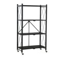 thumbnail image 2 of Abbracc Foldable Bookshelf Organization Cart Utensils Rack Book Case Corner Shelf Holder Four Tier Black, 2 of 9