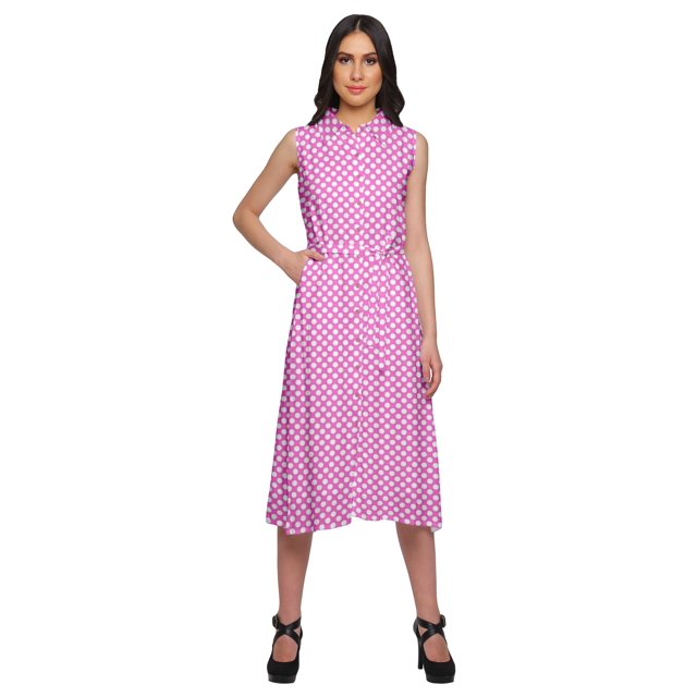Moomaya Robe Kurti Sans Manches à Boutons Imprimée avec Poche Chemise Décontractée de Travail
