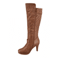 thumbnail image 3 of Bottes à Talons Hauts à Fermeture Éclair à Bout Rond Décontractées pour Femmes Dames Mode (Tan, 5), 3 of 5