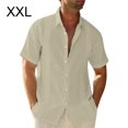 thumbnail image 3 of Wweixi Men's Button Down Shirt Boys Summer Pool Party Beach Walking Solid Color Simple Design Tops Daily Working Clothes Khaki XXL, 3 of 5