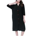 thumbnail image 1 of SNNROO Women Button down Robe 3/4 Sleeve Nightgowns Lightweight Bathrobe Sleepwear Loungewear with Pockets, 1 of 5