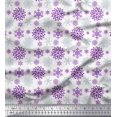 thumbnail image 1 of Soimoi Satin Silk Fabric Snowflake Artistic Print Sewing Fabric Yard 42 Inch Wide, 1 of 3