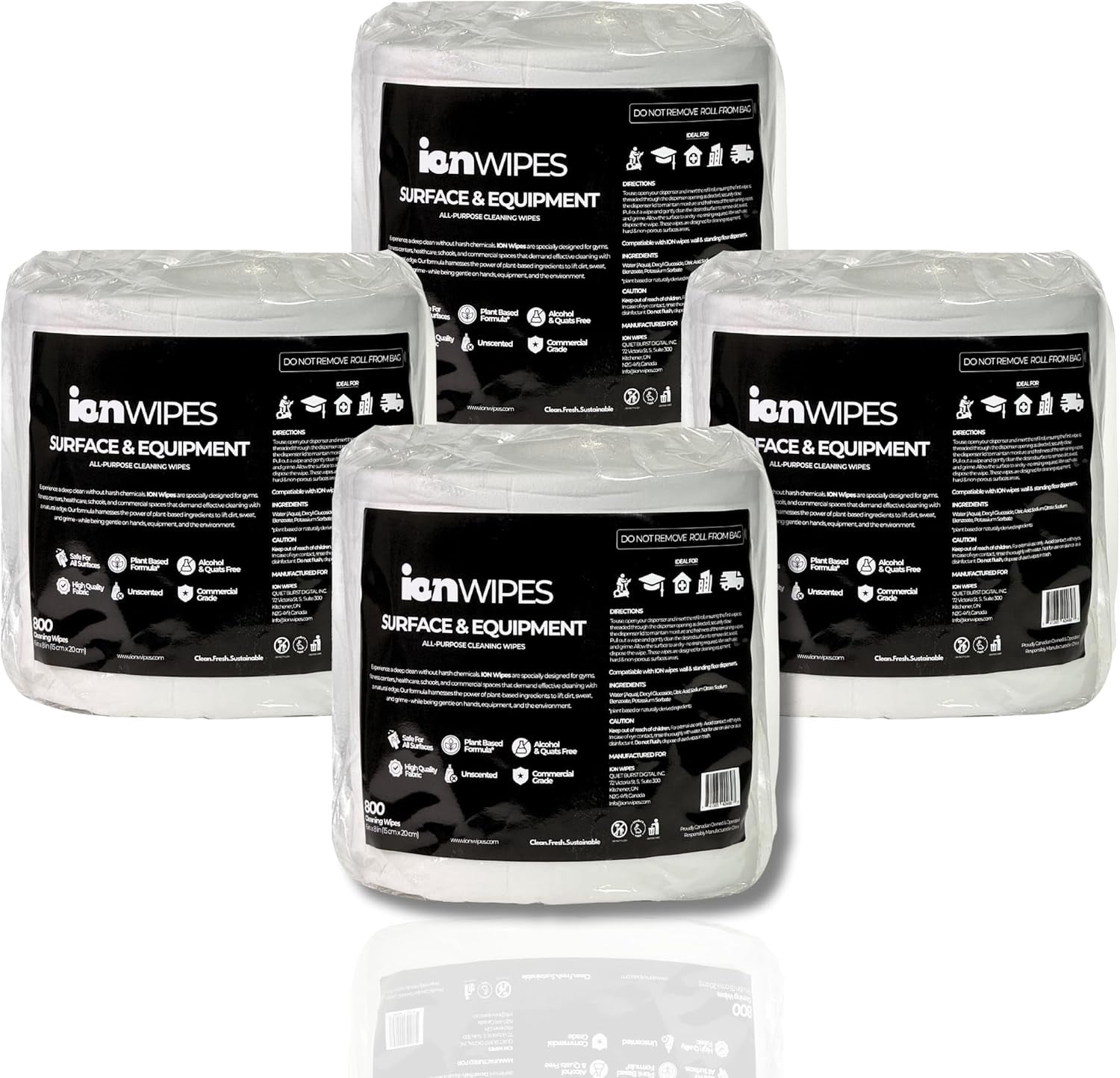 ION Wipes Gym & Equipment Surface Cleaning Commercial Wipes, 3200 Count