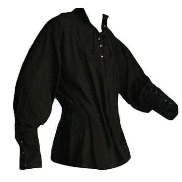Ketyyh-chn99 T-Shirts pour Hommes Mode Hommes Manches Longues Style National Bandage Homme Bandage Chemise Vintage Blouse Décontractée Noir,2TG