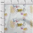 thumbnail image 1 of oneOone Silk Tabby Yellow Fabric Stamps & Direction Compass Travel Sewing Craft Projects Fabric Prints By Yard 42 Inch Wide, 1 of 4