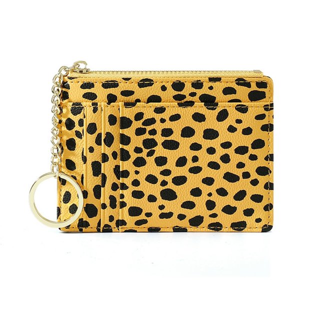 Pochette à Cartes Fermeture Éclair Rangement Faux Cuir 8 Compartiments pour Femmes Hommes Sac à Main Quotidien