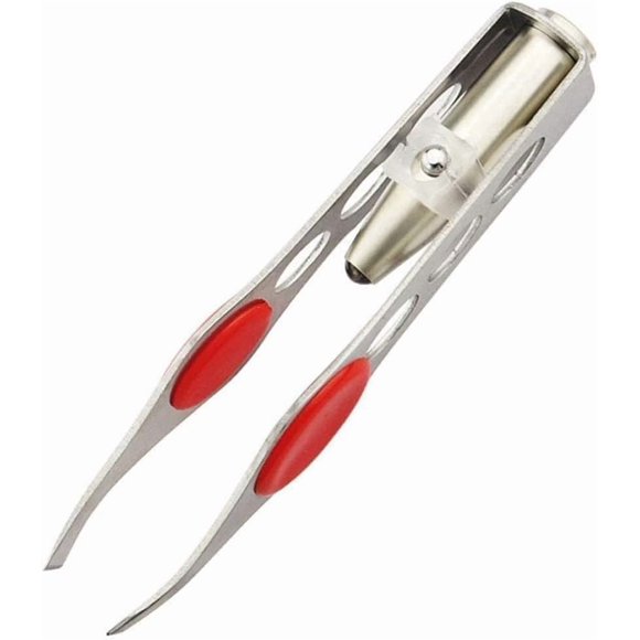 Pince Argentée avec Lumière LED pour Épilation Outil de Maquillage Pince à Sourcils, Pinces avec Lumière, Tondeuse à Cils, Tondeuse Ronde, Outils pour Sourcils, Pinces à Cheveux, Incarnée pour Pince, Femmes