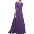 thumbnail image 2 of Robe Longue Élégante en Mousseline pour Femme, Robe de Soirée Formelle (Blanc P), 2 of 8