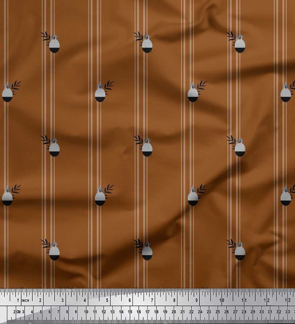 Soimoi Poly Georgette Fabric Geometric Pine & Stripe Print Fabric by the Yard 42 Inch Wide