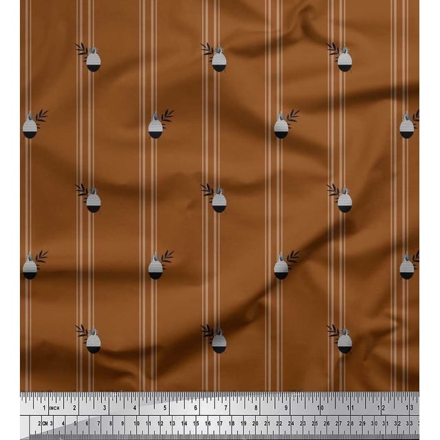 Soimoi Poly Georgette Fabric Geometric Pine & Stripe Print Fabric by the Yard 42 Inch Wide
