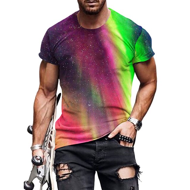Bellella T-shirt Homme Col Rond T-Shirts Manches Courtes Hauts d'Été Mode Blouse Imprimée Numérique 3D Pull Style H 4TG
