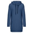 thumbnail image 4 of BADHUB Robe à Capuche Surdimensionnée à Manches Longues pour Femmes, Robe Chandail à Capuche Couleur Unie Tunique Décontractée Ample Chandail Midi avec Poches Offres Prime Day Bleu m, 4 of 5