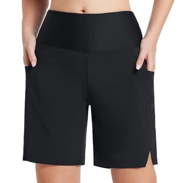 Women's 7" Swim Board Shorts with Pockets Quick Dry High Waisted Tummy Control Swimsuit Bottom Swim Trunks for Women