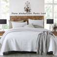 thumbnail image 2 of Quilt Set King Size White, Classic Geometric Spots Stitched Pattern, Stone-Washed Microfiber Chic Rustic Look , Ultra Soft Lightweight Quilted Bedspread for All Season, 3 Pieces, 2 of 4