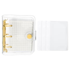 REGALWOVEN Clear 3 Ring Binder Cover, Notebook Binder Mini Refillable Loose Leaf Folder Planner, Yellow