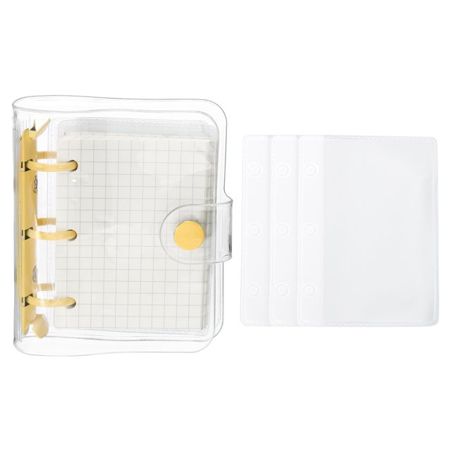 REGALWOVEN Clear 3 Ring Binder Cover, Notebook Binder Mini Refillable Loose Leaf Folder Planner, Yellow