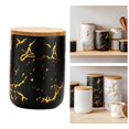 thumbnail image 3 of Ceramic Sugar Bowl with Bamboo Lid Home Decor Jars for Organization, 3 of 8