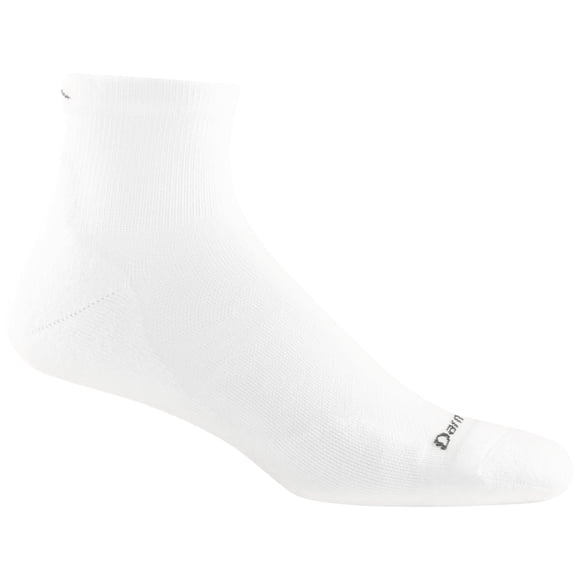 Darn Tough Chaussettes de Course pour Hommes 1/4 Ultra Légères avec Coussin - Très Grandes Chaussettes Blanches en Laine Mérinos pour la Course