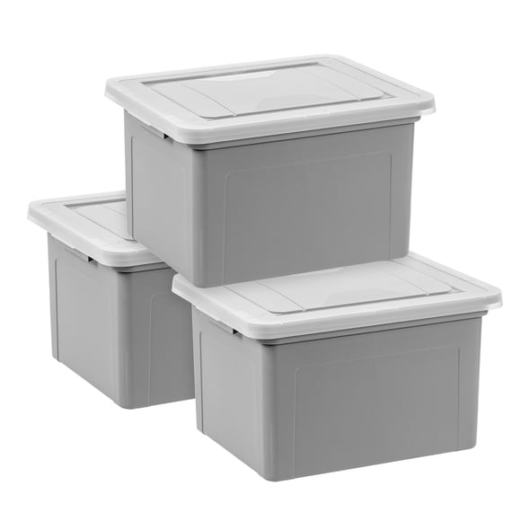 IRIS Snap Tight Plastic File Organizer Box Gray 3 Pack