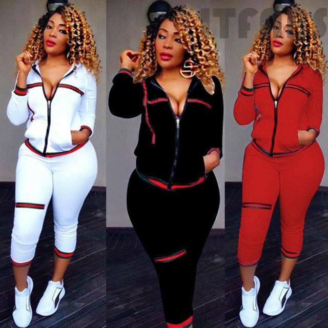 Ensemble de Survêtement pour Femmes 2 Pcs, Marque pour Dames, Automne, Manches Longues, Décontracté, Chandails à Capuchon à Col Rond + Pantalons Longs, Grande Taille, спортивный кост