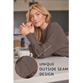 thumbnail image 4 of ORUYROP Women's Crewneck Batwing Long Sleeve Sweater 2023 Fall Oversized Ribbed Knit Side Slit Pullover Top, 4 of 7