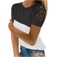thumbnail image 2 of TopLLC Women's Short Sleeve Plus Size Tops Crewneck T Shirt Loose Fit Lace Stitching Shirts Solid Hollow Out Ruffle Tunic Tops, 2 of 5