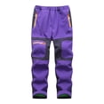thumbnail image 1 of AAMILIFE Boy's Fleece Hiking Pants Waterproof Patchwork Softshell Warm Windbreaker Snow Pants Insulated Trousers, 1 of 2