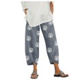 thumbnail image 1 of Accessoires Goth Femmes Dame Décontracté Imprimé de Fleurs Taille Élastique Gaine Pantalon à Jambe Grand Pantalons, 1 of 6
