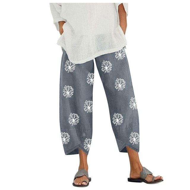 Accessoires Goth Femmes Dame Décontracté Imprimé de Fleurs Taille Élastique Gaine Pantalon à Jambe Grand Pantalons