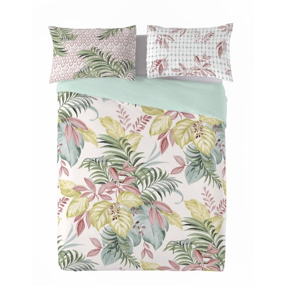 Gouchee Home Laguna Spring 3-Piece Queen Duvet Cover Set – Tropical Leaf Print Reversible Cotton Bedding